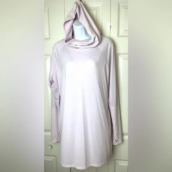ATHLETA Essence Hooded Tunic Top Shirt Simply Lilac Pink UPF 50+ Cowl Neck Long - Picture 3 of 13